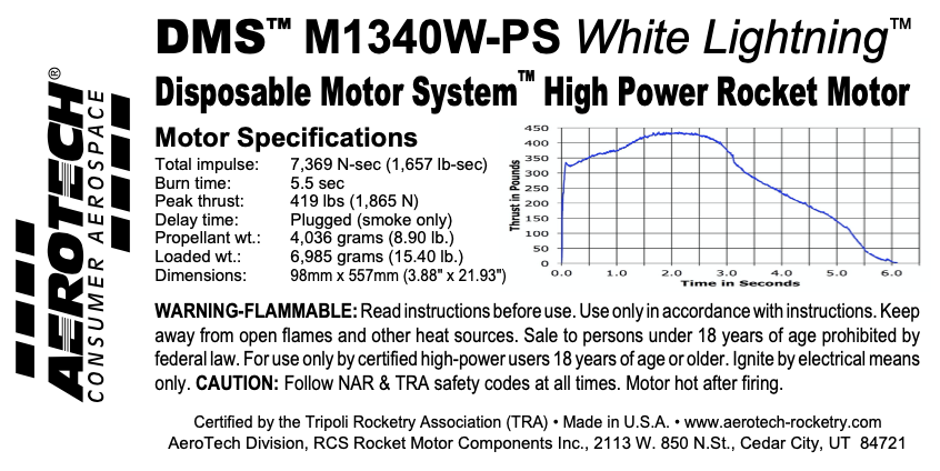 Aerotech M1340-P White Lightning 98 mm - DMS