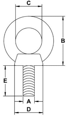 1/4"  x  9/16" Stainless Steel Machinery Eye Bolt