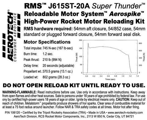 Aerotech J615ST-20A Super Thunder 54mm - RMS