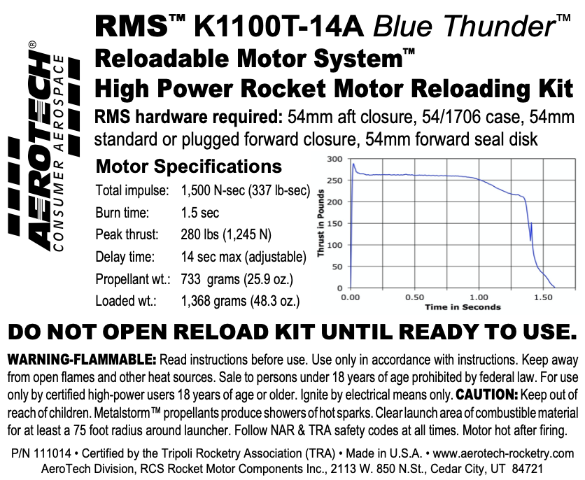 Aerotech K1100T-14A Blue Thunder