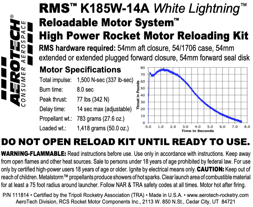 Aerotech K185W-14A White Lightning