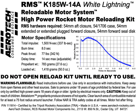Aerotech K185W-14A White Lightning