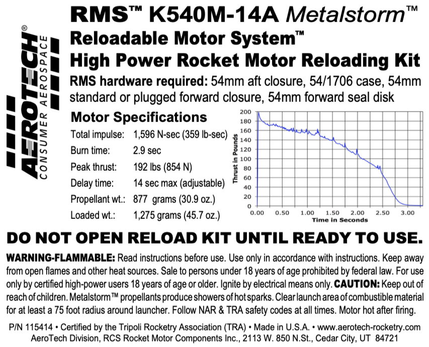 Aerotech K540M-14A Metalstorm Sparky
