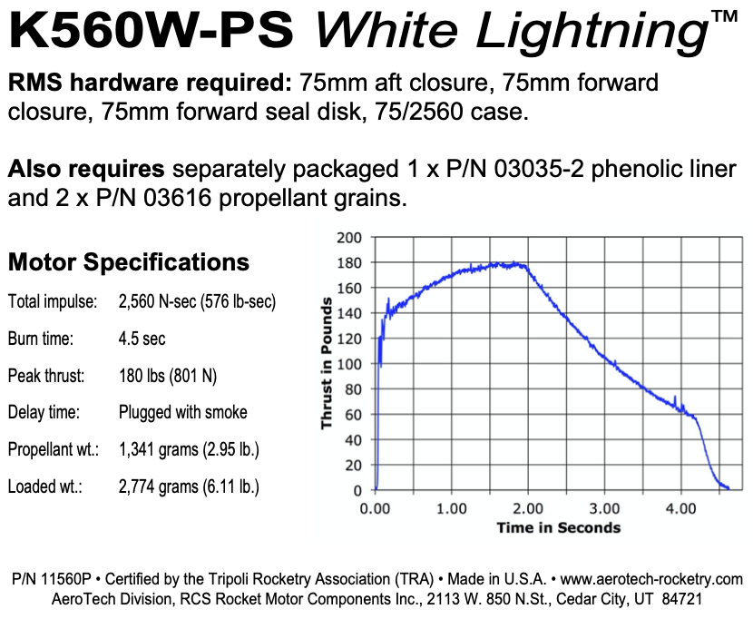 Aerotech K560W-PS White Lightning