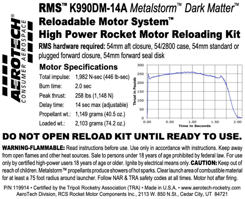 Aerotech K990DM-14A Metalstorm Dark Matter