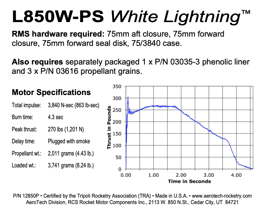 Aerotech L850W-PS White Lightning