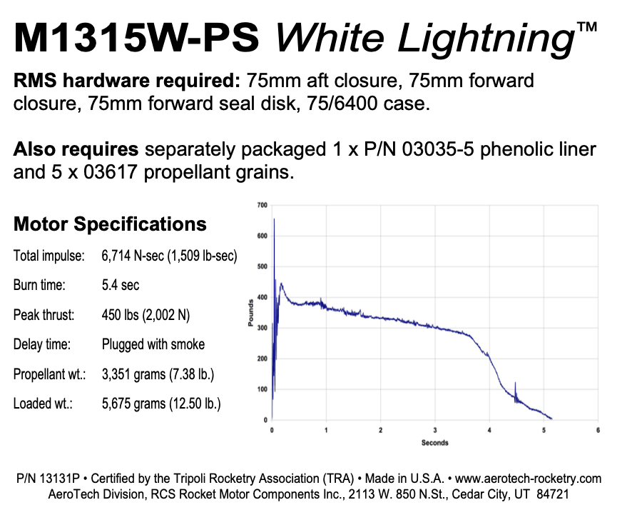 Aerotech M1315W-PS White Lightning