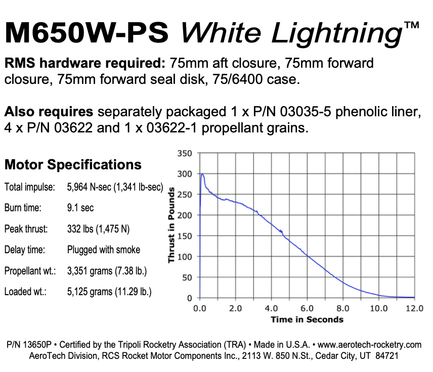 Aerotech M650W-PS White Lightning