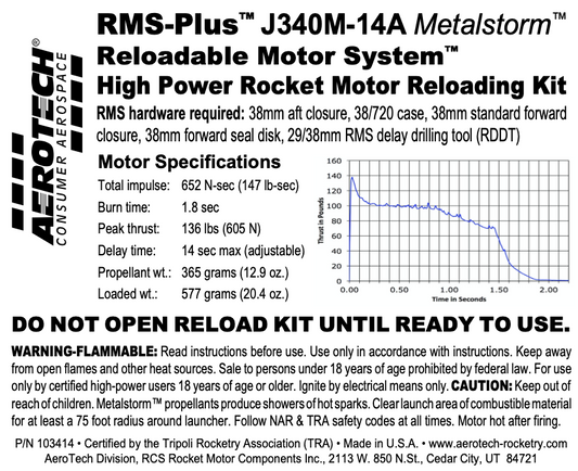 Aerotech J340M-14A  Metalstorm Sparky
