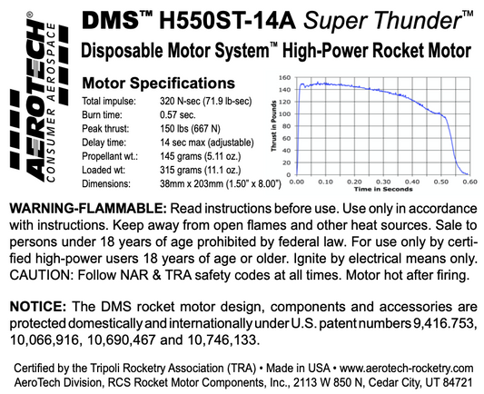 Aerotech H550-14A Super Thunder RMS-Plus RELOAD