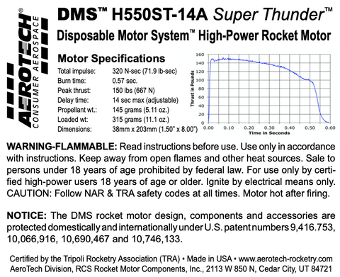 Aerotech H550-14A Super Thunder RMS-Plus RELOAD