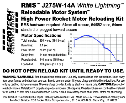 Aerotech J275W-14A White Lightning