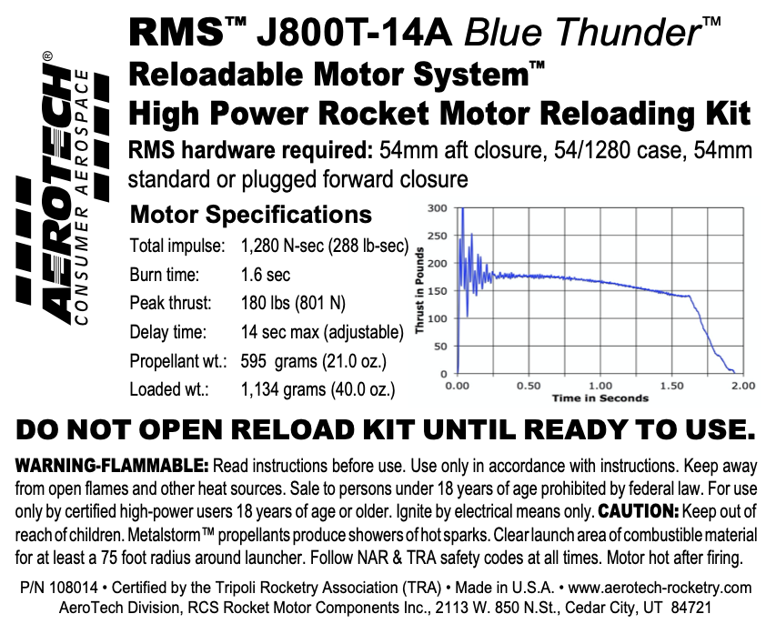 Aerotech J800T-14A Blue Thunder
