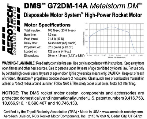 Aerotech G72-14A Metalstorm Dark Matter 29 mm - DMS