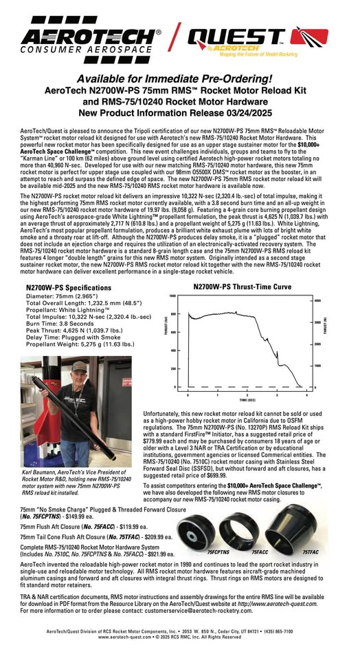 Aerotech N2700W-P White Lightning